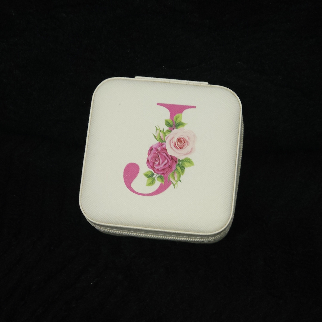 Personalized Initial Jewelry Box Jewelry Box For Travel Cream Color